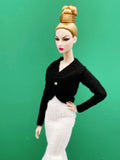 Handmade by Jiu 031 - Black Mini Cardigan Sweater For 12“ Dolls Like Fashion Royalty FR Poppy Parker PP Nu Face NF