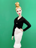 Handmade by Jiu 031 - Black Mini Cardigan Sweater For 12“ Dolls Like Fashion Royalty FR Poppy Parker PP Nu Face NF