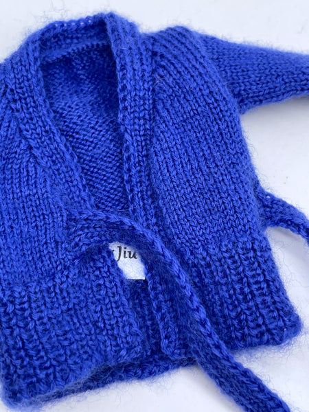 Handmade by Jiu 032 - Royal Blue Cardigan With Tie Belt Sweater For 12“ Dolls Like Fashion Royalty FR Poppy Parker PP Nu Face NF