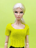 Handmade by Jiu 050 - Green Knitting Sweater Short Sleeve Top For 12“ Dolls Like Fashion Royalty FR Poppy Parker PP Nu Face NF