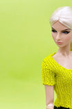 Handmade by Jiu 050 - Green Knitting Sweater Short Sleeve Top For 12“ Dolls Like Fashion Royalty FR Poppy Parker PP Nu Face NF