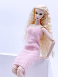 Handmade by Jiu 033 - Pink Chain Knitting Dress For 12“ Dolls Like Fashion Royalty FR