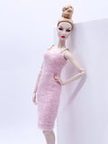 Handmade by Jiu 033 - Pink Chain Knitting Dress For 12“ Dolls Like Fashion Royalty FR