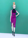 Handmade by Jiu 034 - Dark Purple Knitting Sweater Dress For 12“ Dolls Like Fashion Royalty FR Poppy Parker PP Nu Face NF