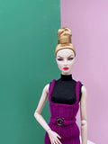 Handmade by Jiu 034 - Dark Purple Knitting Sweater Dress For 12“ Dolls Like Fashion Royalty FR Poppy Parker PP Nu Face NF