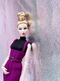 Handmade by Jiu 034 - Dark Purple Knitting Sweater Dress For 12“ Dolls Like Fashion Royalty FR Poppy Parker PP Nu Face NF