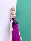 Handmade by Jiu 034 - Dark Purple Knitting Sweater Dress For 12“ Dolls Like Fashion Royalty FR Poppy Parker PP Nu Face NF