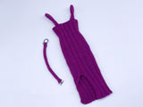 Handmade by Jiu 034 - Dark Purple Knitting Sweater Dress For 12“ Dolls Like Fashion Royalty FR Poppy Parker PP Nu Face NF