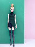 Handmade by Jiu 035 - Dark Green Knitting Sweater Vest For 12“ Dolls Like Fashion Royalty FR Poppy Parker PP Nu Face NF