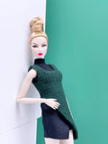 Handmade by Jiu 035 - Dark Green Knitting Sweater Vest For 12“ Dolls Like Fashion Royalty FR Poppy Parker PP Nu Face NF