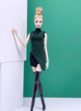 Handmade by Jiu 035 - Dark Green Knitting Sweater Vest For 12“ Dolls Like Fashion Royalty FR Poppy Parker PP Nu Face NF