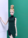 Handmade by Jiu 035 - Dark Green Knitting Sweater Vest For 12“ Dolls Like Fashion Royalty FR Poppy Parker PP Nu Face NF