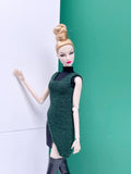 Handmade by Jiu 035 - Dark Green Knitting Sweater Vest For 12“ Dolls Like Fashion Royalty FR Poppy Parker PP Nu Face NF