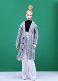 Handmade by Jiu 037 - Gray Knitting Coat For 12“ Dolls Like Fashion Royalty FR Poppy Parker PP Nu Face NF