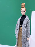 Handmade by Jiu 037 - Gray Knitting Coat For 12“ Dolls Like Fashion Royalty FR Poppy Parker PP Nu Face NF