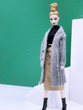 Handmade by Jiu 037 - Gray Knitting Coat For 12“ Dolls Like Fashion Royalty FR Poppy Parker PP Nu Face NF