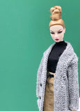 Handmade by Jiu 037 - Gray Knitting Coat For 12“ Dolls Like Fashion Royalty FR Poppy Parker PP Nu Face NF