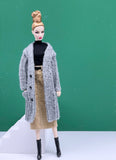 Handmade by Jiu 037 - Gray Knitting Coat For 12“ Dolls Like Fashion Royalty FR Poppy Parker PP Nu Face NF