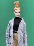 Handmade by Jiu 037 - Gray Knitting Coat For 12“ Dolls Like Fashion Royalty FR Poppy Parker PP Nu Face NF