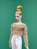 Handmade by Jiu 038 - Beige Sweater For 12“ Dolls Like Fashion Royalty FR Poppy Parker PP Nu Face NF