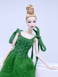 Handmade by Jiu 043 - Green Cute Knitting Long Dress For 12“ Dolls Like Fashion Royalty FR Poppy Parker PP Nu Face NF